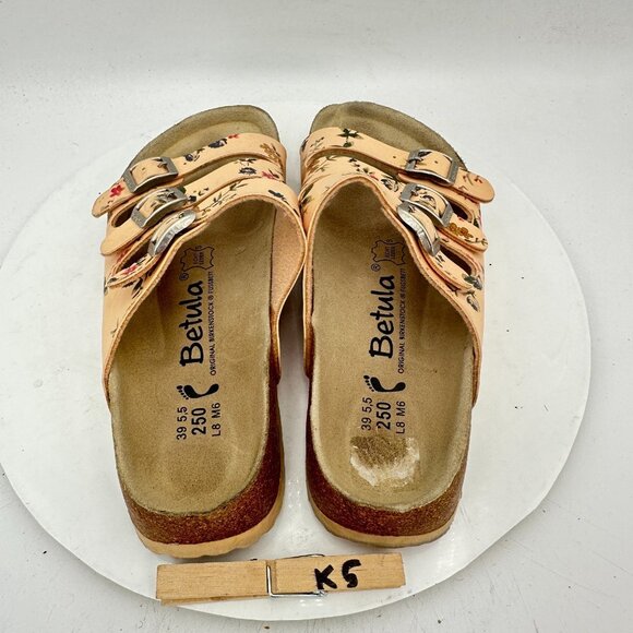 Betula by Birkenstock Florida Women Size 8 Pink Flower Triple Strap Slide Sandal - Picture 10 of 12